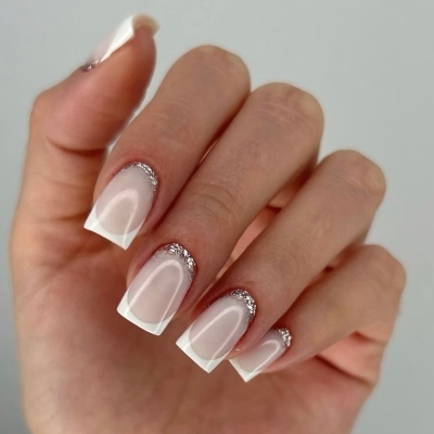 glittery French nails