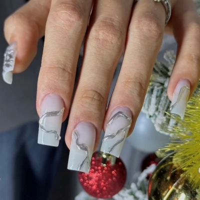 glittery 3D gel nails