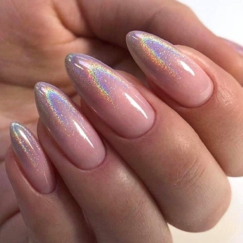 rainbow reflections on pearl nails